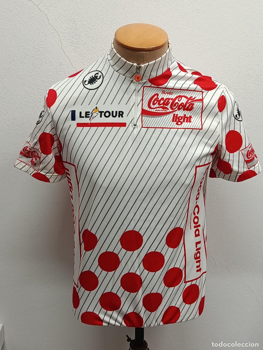 Coleccionismo deportivo: MAILLOT CICLISMO TOUR DE FRANCIA PREMIO MONTA&Ntilde;A COCA COLA. TALLA V. ORIGINAL, USADO, SIN ROTURAS.