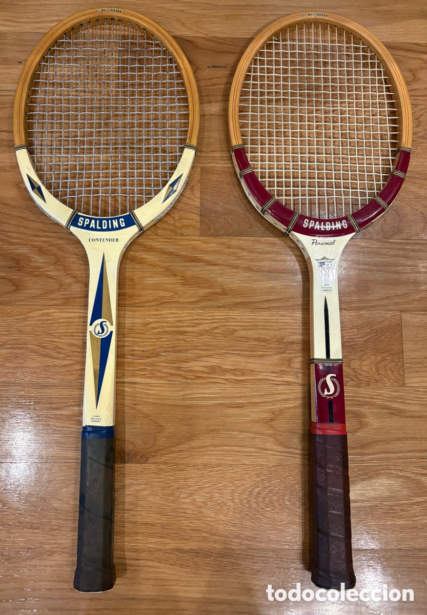 Sports collectibles: DOS RAQUETAS TENIS VINTAGE MADERA SPALDING DOS MODELOS CONTENDER + PERSONAL