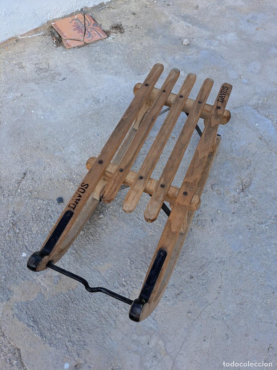 Coleccionismo deportivo: Trineo de madera Davos. - Foto 2