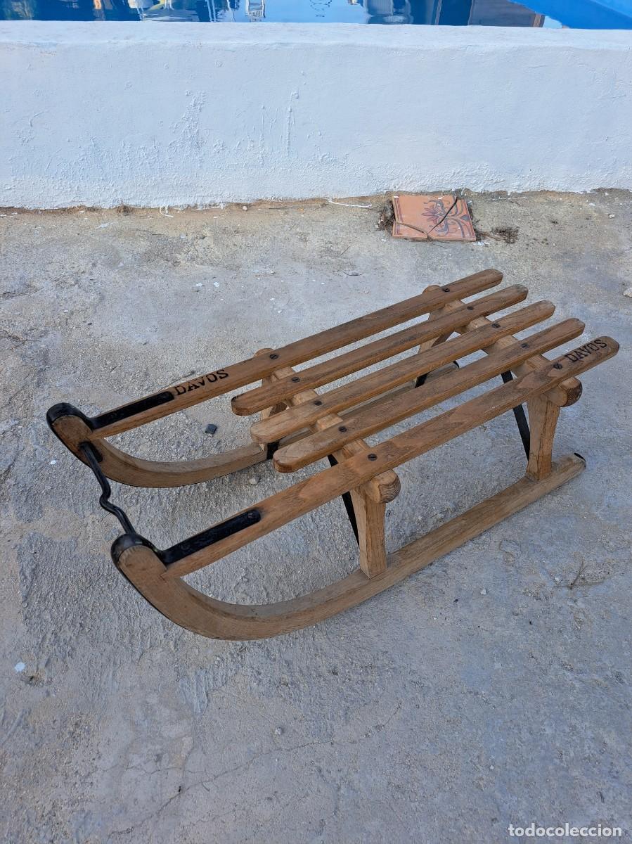 Coleccionismo deportivo: Trineo de madera Davos. - Foto 4