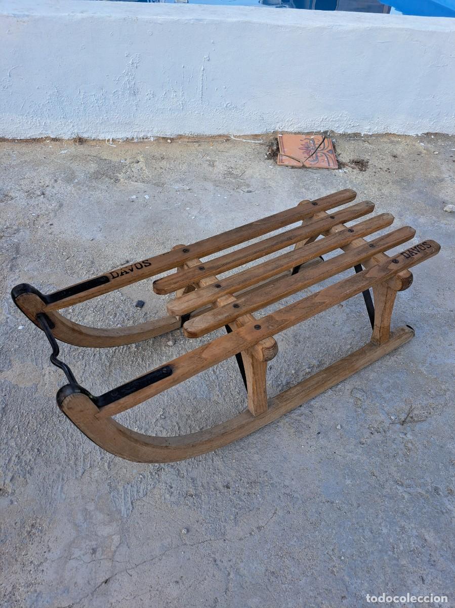 Coleccionismo deportivo: Trineo de madera Davos. - Foto 5