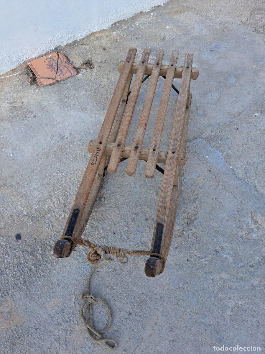 Coleccionismo deportivo: Trineo de madera Davos. - Foto 2