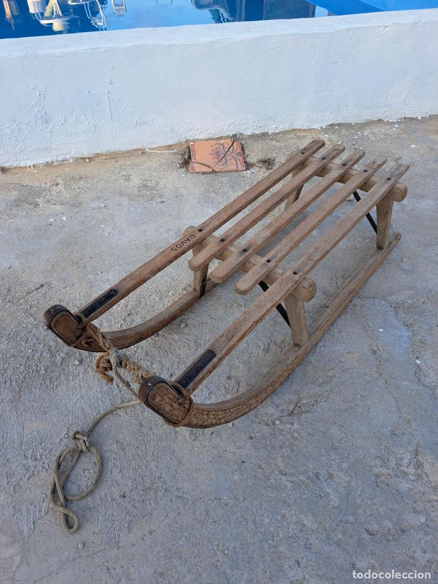 Coleccionismo deportivo: Trineo de madera Davos. - Foto 3
