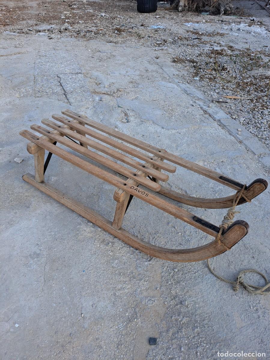 Coleccionismo deportivo: Trineo de madera Davos. - Foto 5