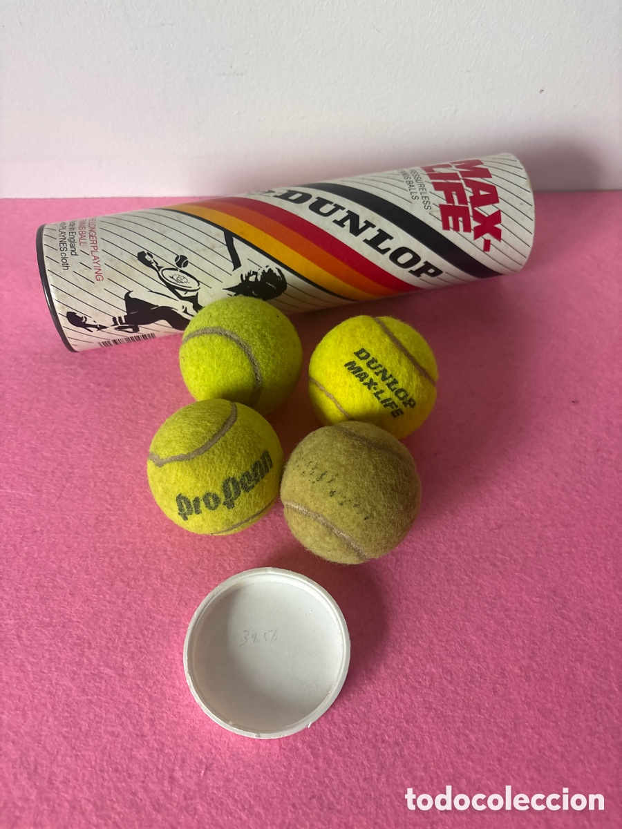 Collectionnisme sportif: Antiguo bote Dunlop + pelotas tenis (A18)