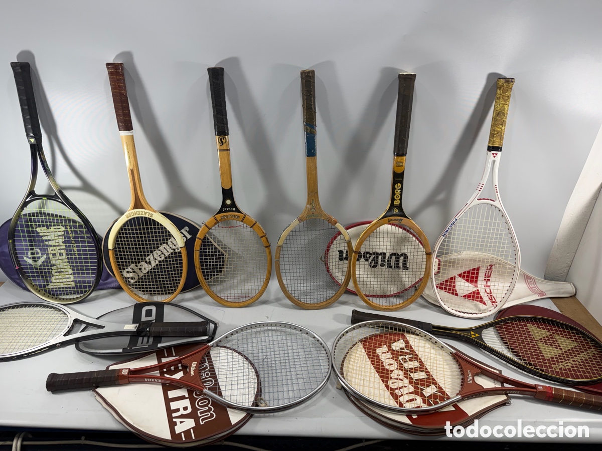 Collectionnisme sportif: Lote de raquetas de tenis vintage &ndash; madera, Fischer, Wilson, Slazenger, Spalding, Borg