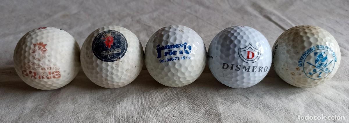 Coleccionismo deportivo: Lote de 5 viejas pelotas de golf de varias partes del mundo