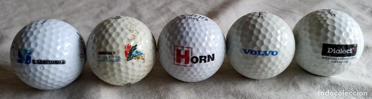 Coleccionismo deportivo: Lote de 5 viejas pelotas de golf de varias partes del mundo