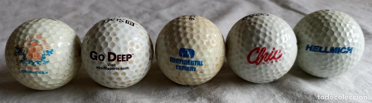 Coleccionismo deportivo: Lote de 5 viejas pelotas de golf de varias partes del mundo