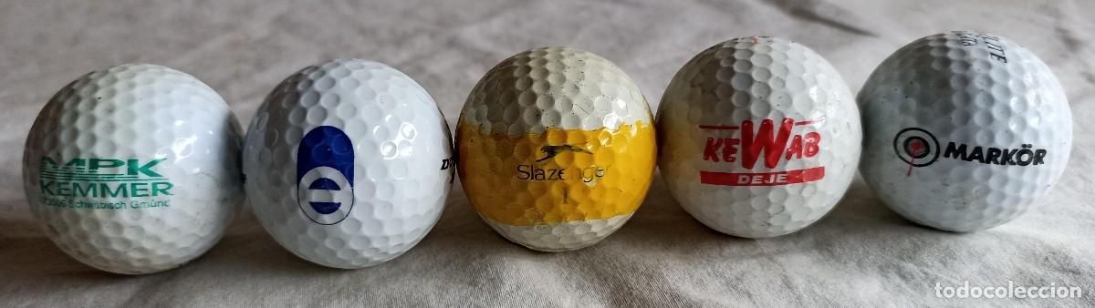 Coleccionismo deportivo: Lote de 5 viejas pelotas de golf de varias partes del mundo
