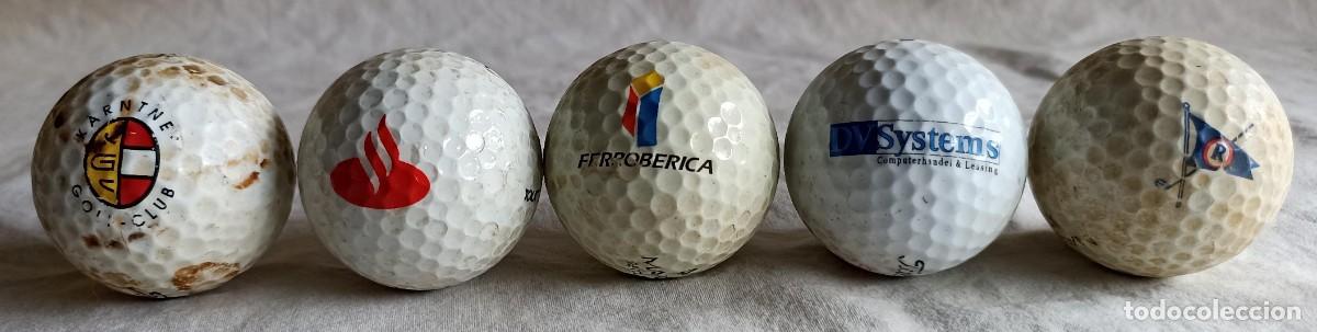 Coleccionismo deportivo: Lote de 5 viejas pelotas de golf de varias partes del mundo