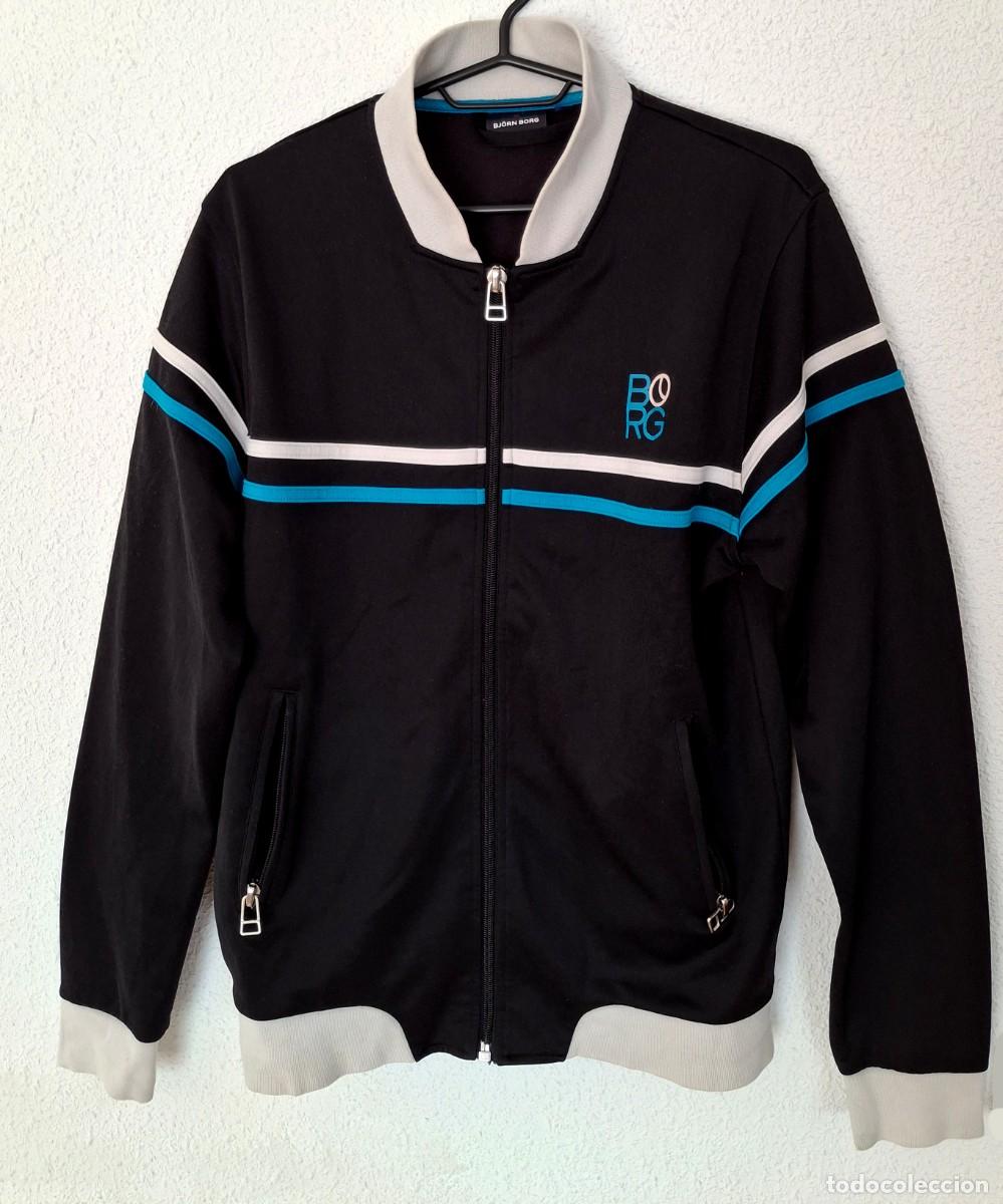 Coleccionismo deportivo: Chaqueta de Chandal Tenis a&ntilde;os 70 80 Bjorn Bj&ouml;rn Borg negra etiquetas Talla S cremalleras funcionan