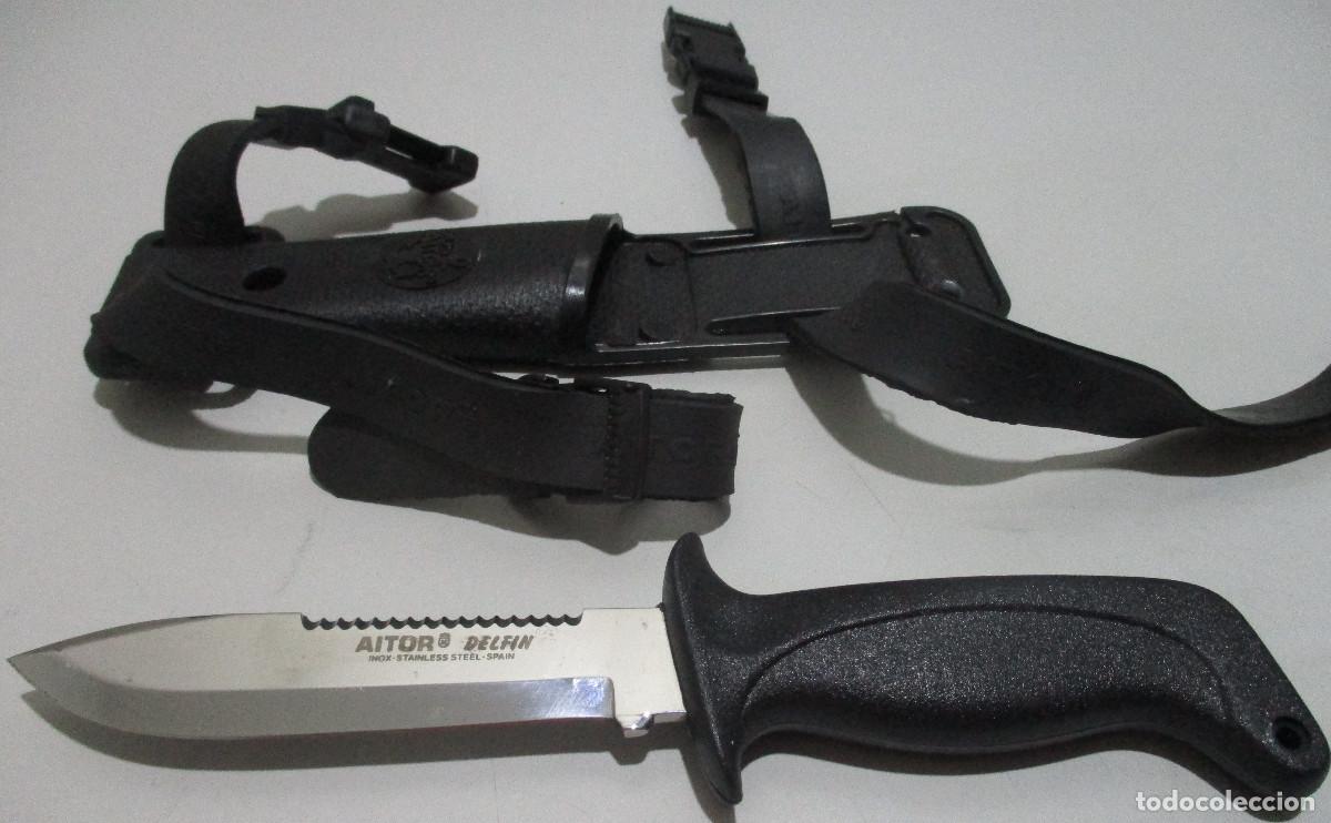 Coleccionismo deportivo: Cuchillo submarinismo buceo antiguo a&ntilde;os 80 AITOR DELFIN, made in Spain , no NEMROD