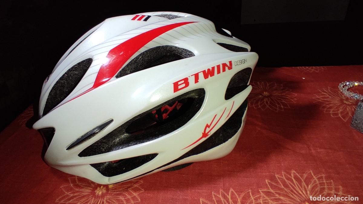 Coleccionismo deportivo: Casco ciclista o Bici Btwin Racing Blanco & Rojo