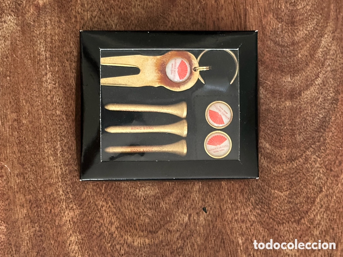 Coleccionismo deportivo: Set de Golf Vintage Mandarin Oriental Hong Kong - Arreglapiques, Marcadores y Tees en Caja Original.