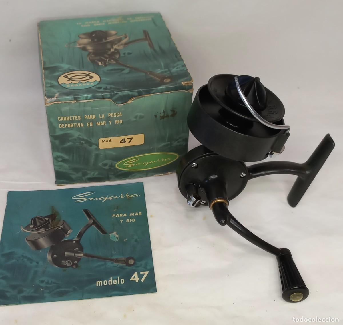 Coleccionismo deportivo: ANTIGUO CARRETE DE PESCA SAGARRA Mod. 47 CON CAJA E INSTRUCCIONES