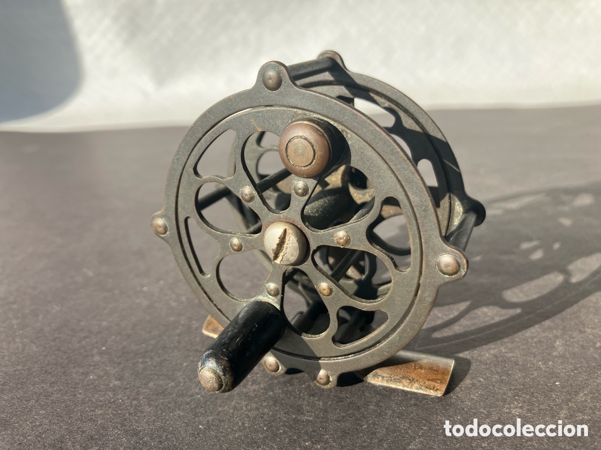 Sammelleidenschaft Sport: Antiguo y raro carrete pesca mosca bronce PFLUEGER PROGRESS