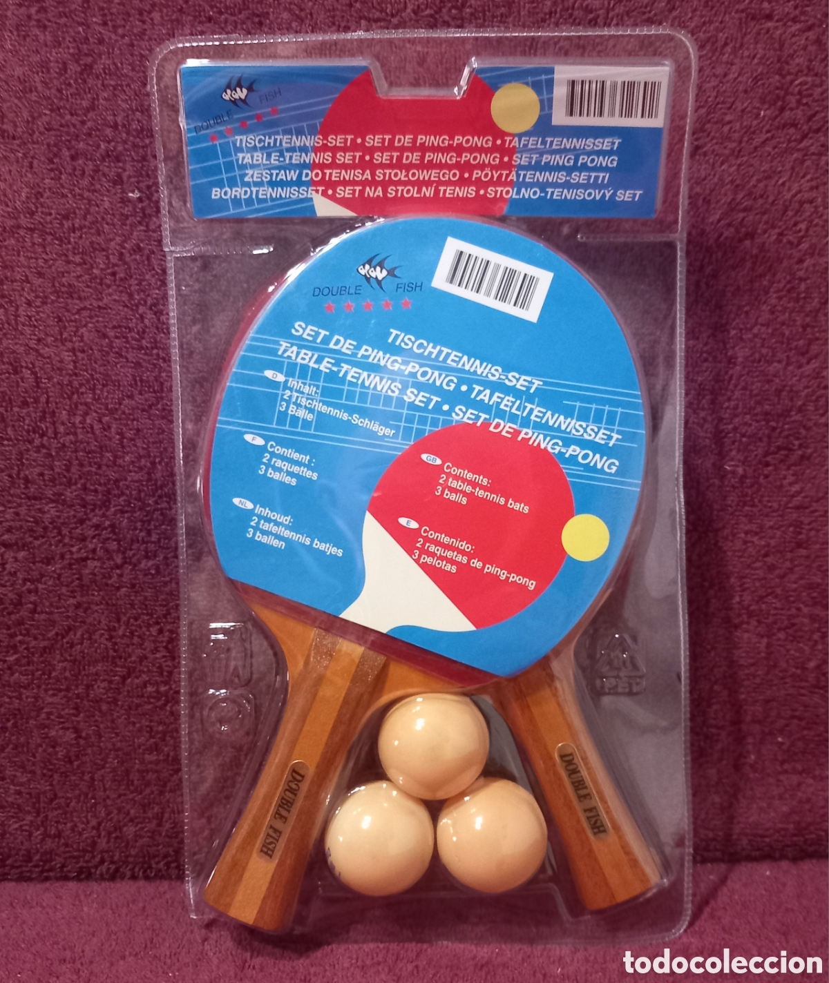 Coleccionismo deportivo: SET de PING PONG/DOUBLE FISH 5 ESTRELLAS(NUEVO PRECINTADO)2&times;PALAS+3 BOLAS