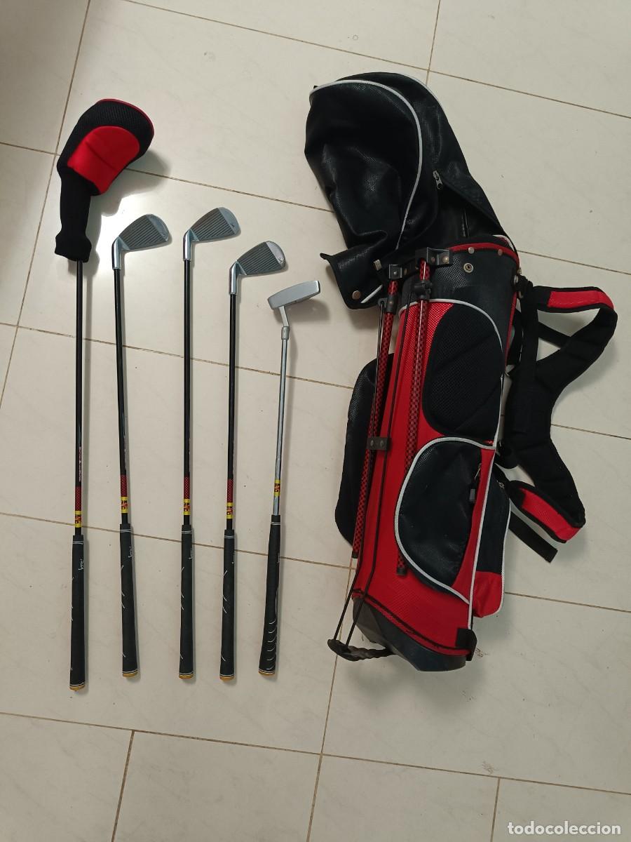 Coleccionismo deportivo: KIT DE GOLF INFANTIL RED ZONE, 5 PALOS DE GOLF, BOLSA Y PELOTAS, EN BUEN ESTADO