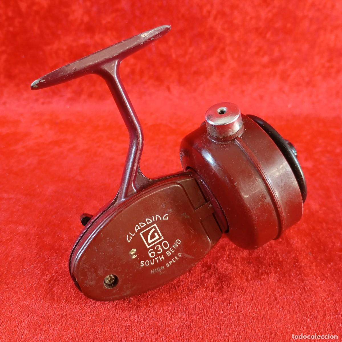 Coleccionismo deportivo: CARRETE DE PESCA GIRATORIO VINTAGE - GLADDING 630, SOUTH BEND - COLOR BURDEOS - 19