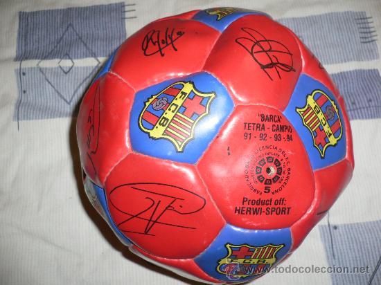 Collectionnisme sportif: PELOTA FIRMADA TETRACAMPI&Oacute; 91-92-93-94 F.C. BARCELONA