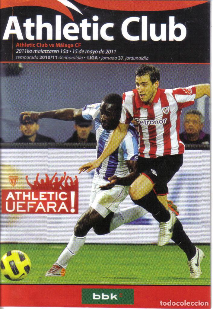 Coleccionismo deportivo: PROGRAMA ATHLETIC BILBAO-M&Aacute;LAGA 10-11 SAN MAMES - Foto 1