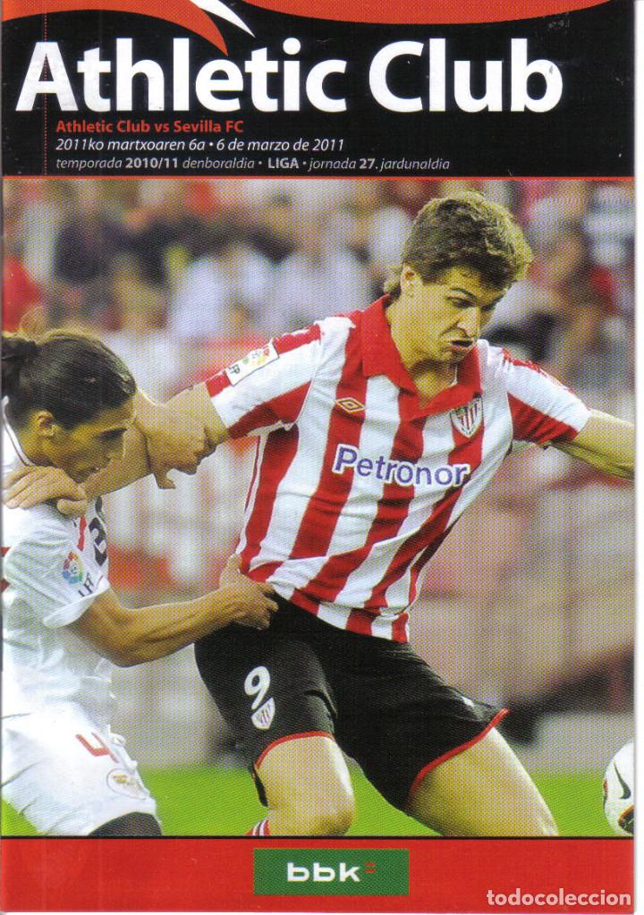 Coleccionismo deportivo: PROGRAMA ATHLETIC BILBAO-SEVILLA 10-11 SAN MAMES - Foto 1