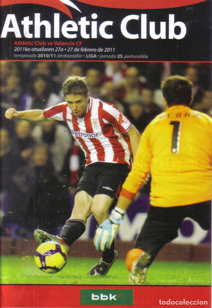 Coleccionismo deportivo: PROGRAMA ATHLETIC BILBAO-VALENCIA 10-11 SAN MAMES - Foto 1