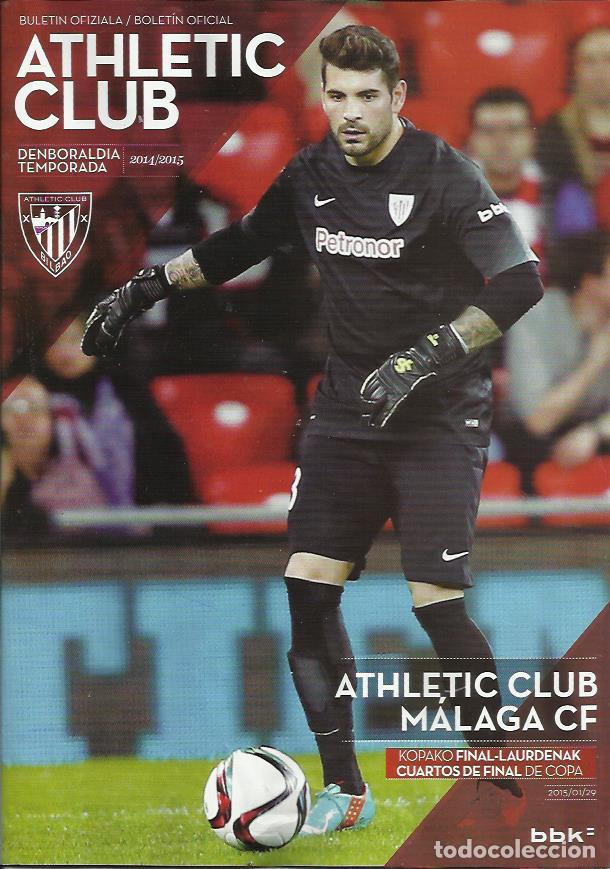 Coleccionismo deportivo: PROGRAMA ATHLETIC BILBAO-M&Aacute;LAGA 14-15 COPA SAN MAMES - Foto 1