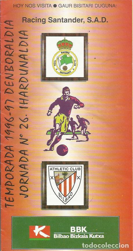 Coleccionismo deportivo: PROGRAMA ATHLETIC BILBAO-RACING SANTANDER 96-97 SAN MAMES - Foto 1