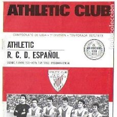 Coleccionismo deportivo: PR-258. PROGRAMA OFICIAL ATHLETIC CLUB, CAMPEONATO DE LIGA 1º DIVISION, TEMPORADA 1972/73. 