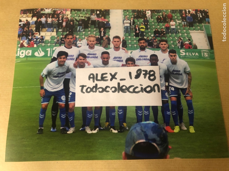 Collectionnisme sportif: CD Tenerife 2018/2019 ,Once inicial CD Tenerife (15x20) Pone &Aacute;nimo Chilunda ,partido contra el Elche