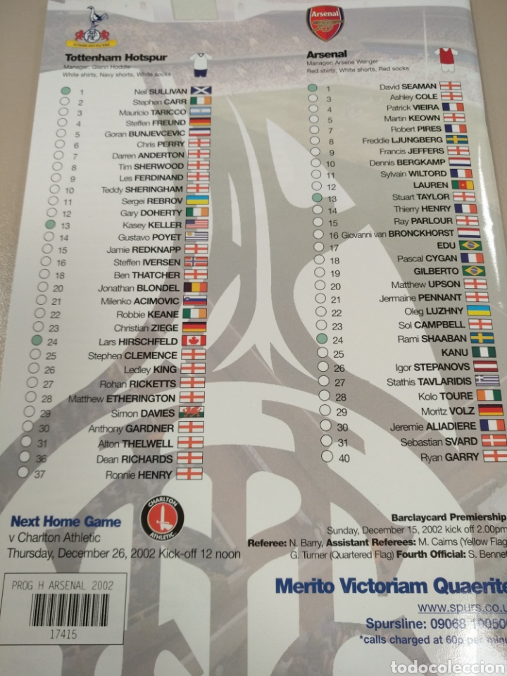 Coleccionismo deportivo: Programa partido Tottenham Arsenal - Foto 2