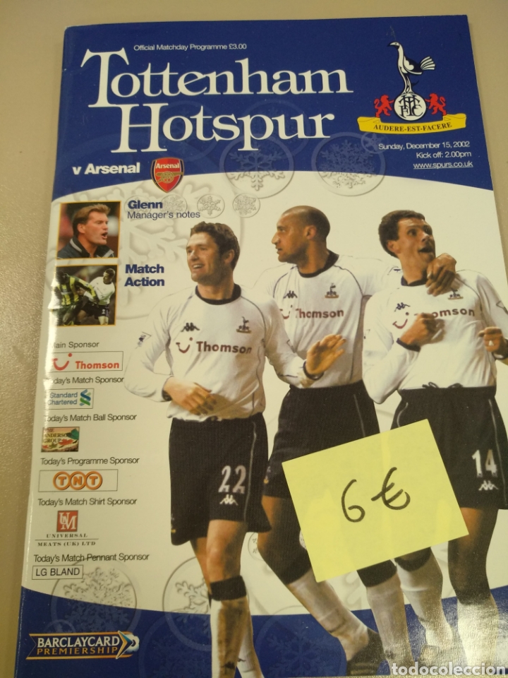 Coleccionismo deportivo: Programa partido Tottenham Arsenal - Foto 1