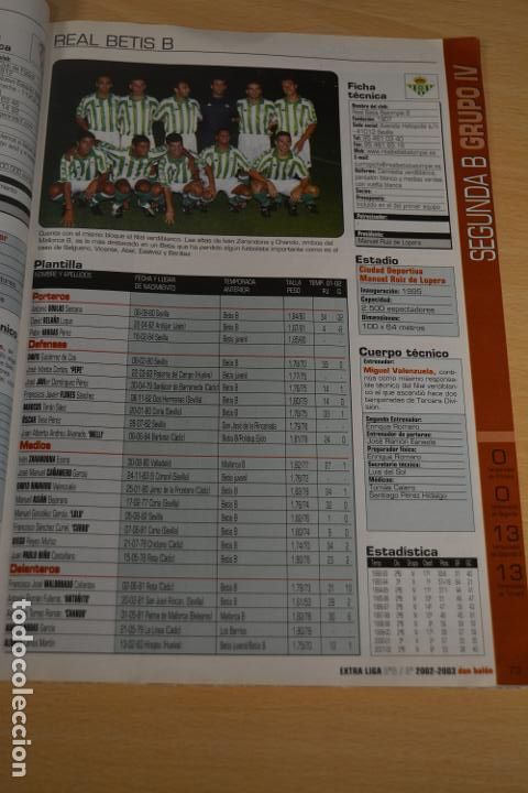 Sammelleidenschaft Sport: RECORTE DE DON BALON 2002-03.FOTO Y PLANTILLA DEL REAL BETIS BALOMPIE B