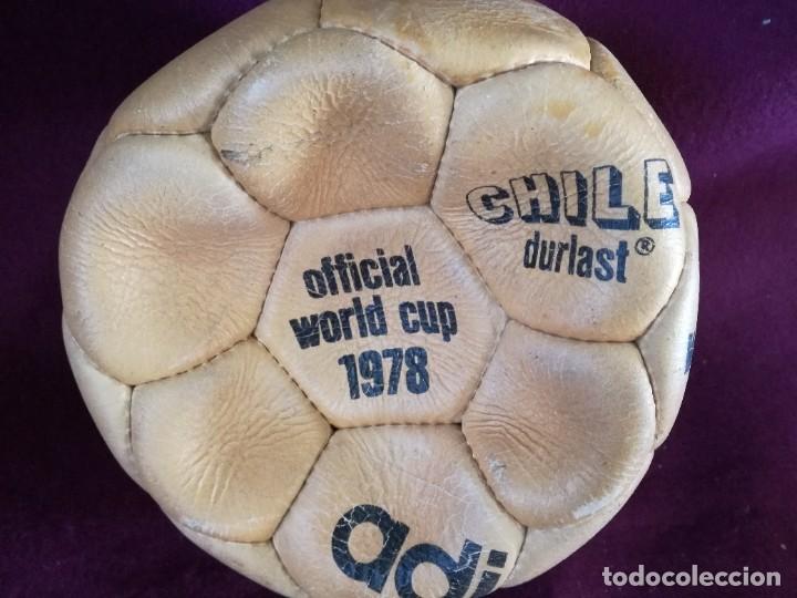 BALÓN DE FÚTBOL DE COLECCIÓN,DE CUERO ADIDAS, OFICIAL WORLD CUP 1978, CHILE DURLAST, HECHO EN ESPAÑA (Coleccionismo Deportivo - Material Deportivo - Fútbol)