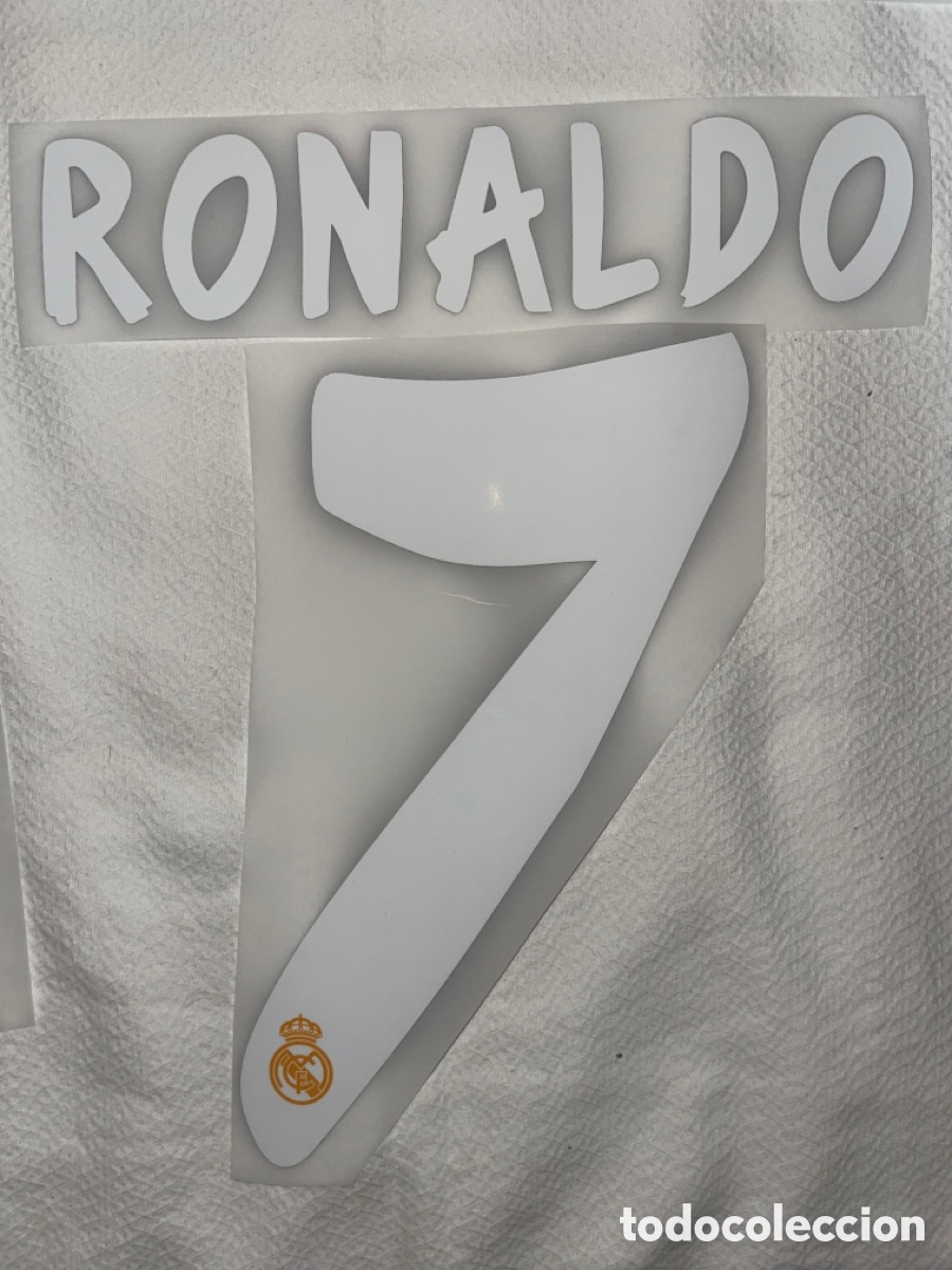 Coleccionismo deportivo: Dorsal Ronaldo Real Madrid visitante camiseta temporada 2013/14 Liga champions league serigrafia