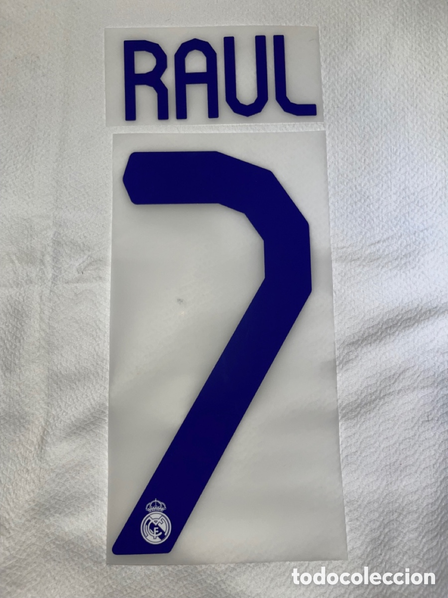 Coleccionismo deportivo: Dorsal Raul Real Madrid camiseta temporada 2007/08 Copa del rey Liga champions league serigrafia
