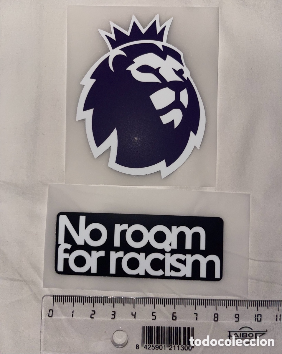 Sammelleidenschaft Sport: Lote parches Premier League temporada 2023/24 + No room for racism camiseta serigrafia dorsal