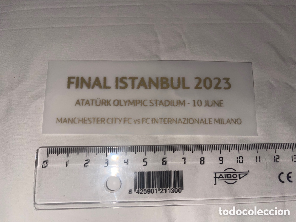 Colecionismo desportivo: Inscripci&oacute;n final champions league Manchester City Inter de Mil&aacute;n 2022/23 camiseta dorsal parche