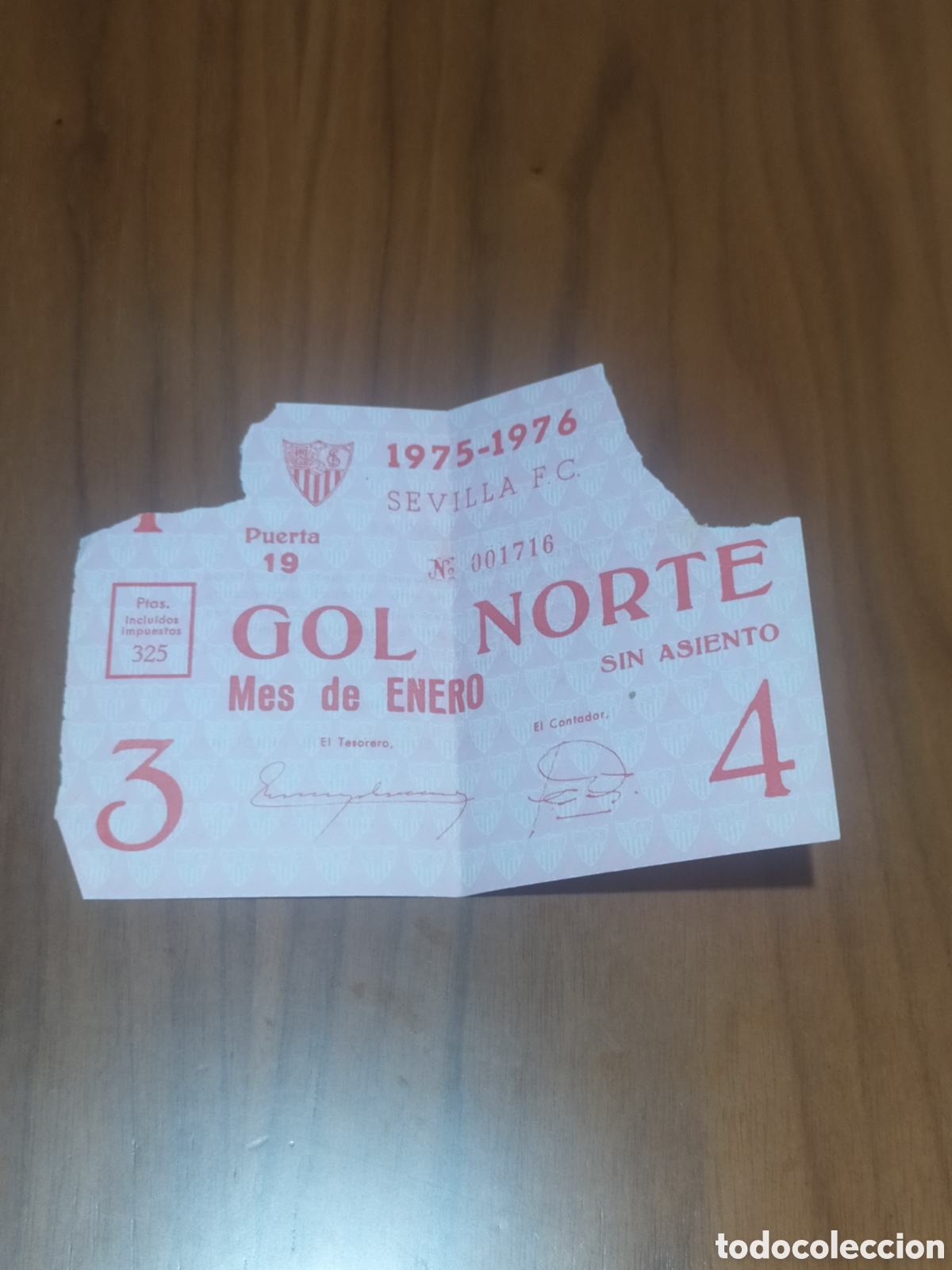 Coleccionismo deportivo: ENTRADA SEVILLA FC 1975 1976 SOCIO MES ENERO