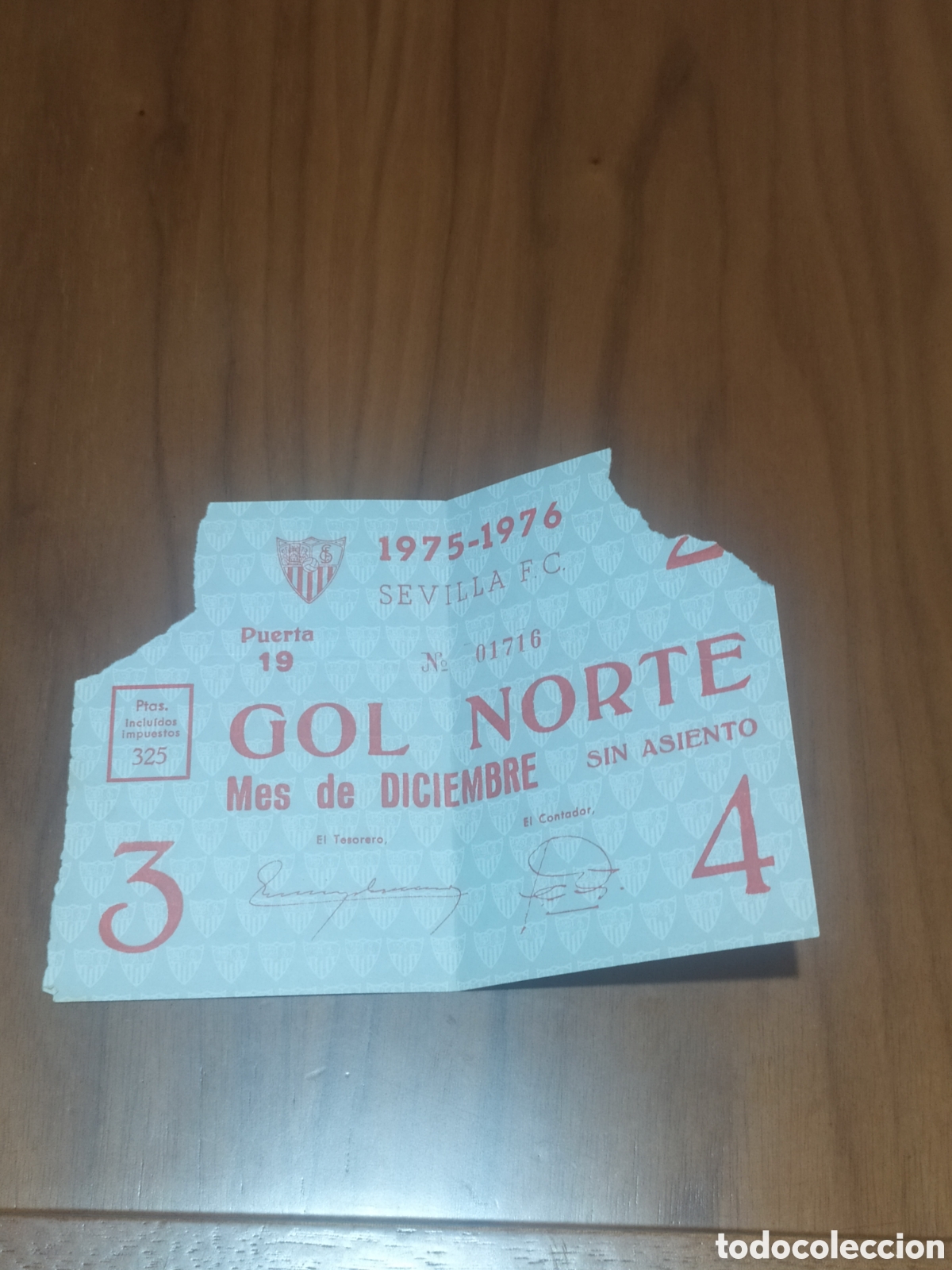 Collezionismo sportivo: ENTRADA SEVILLA FC 1975 1976 SOCIO MES DICIEMBRE