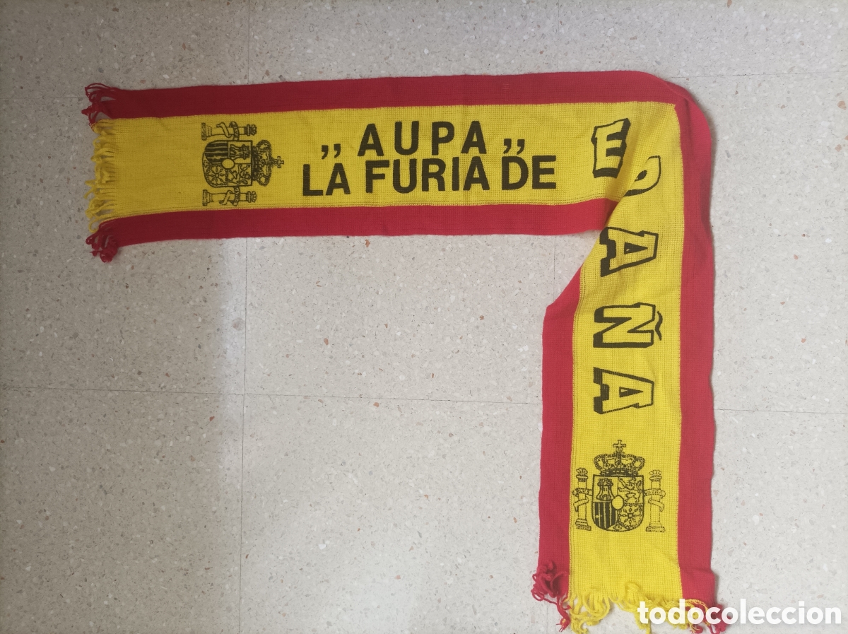 Collezionismo sportivo: Bufanda futbol Espa&ntilde;a serigrafiada a&ntilde;os 80 selecci&oacute;n espa&ntilde;ola de f&uacute;tbol