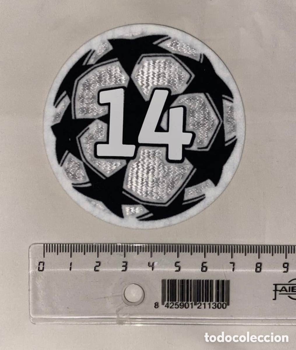 Collezionismo sportivo: Parche Real madrid 14 t&iacute;tulos champions league camiseta temporada 2023/24 Serigrafia copas