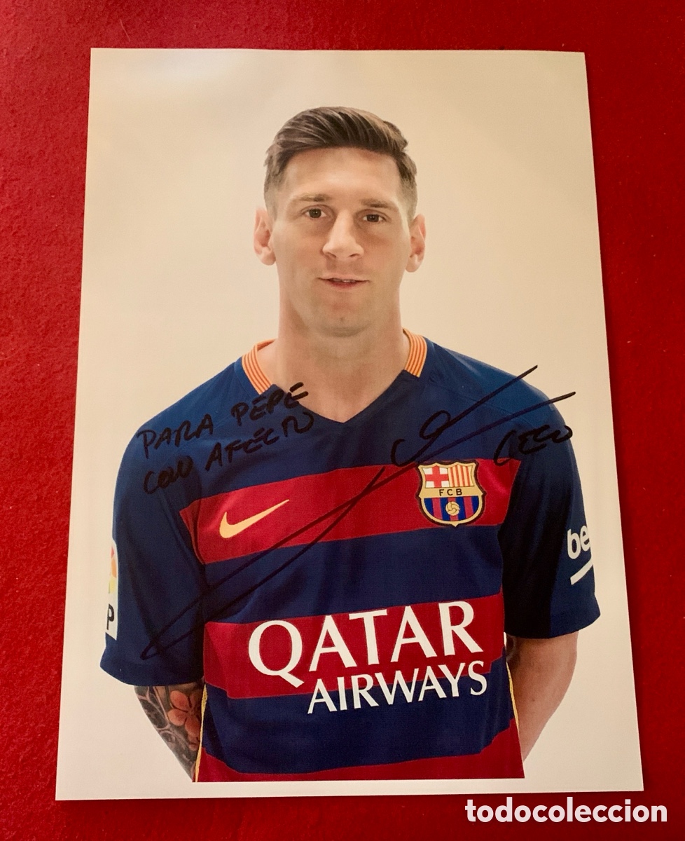 Collectionnisme sportif: Lionel Messi Fotografia Firmada