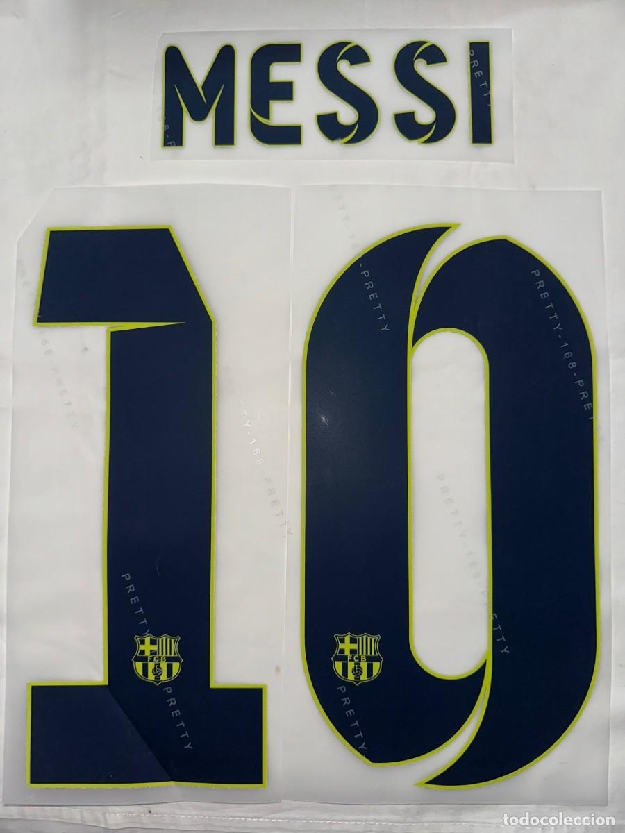Collezionismo sportivo: Dorsal Leo Messi camiseta Barcelona temporada 2012/13 2013/14 2014/15 visitante Serigrafia