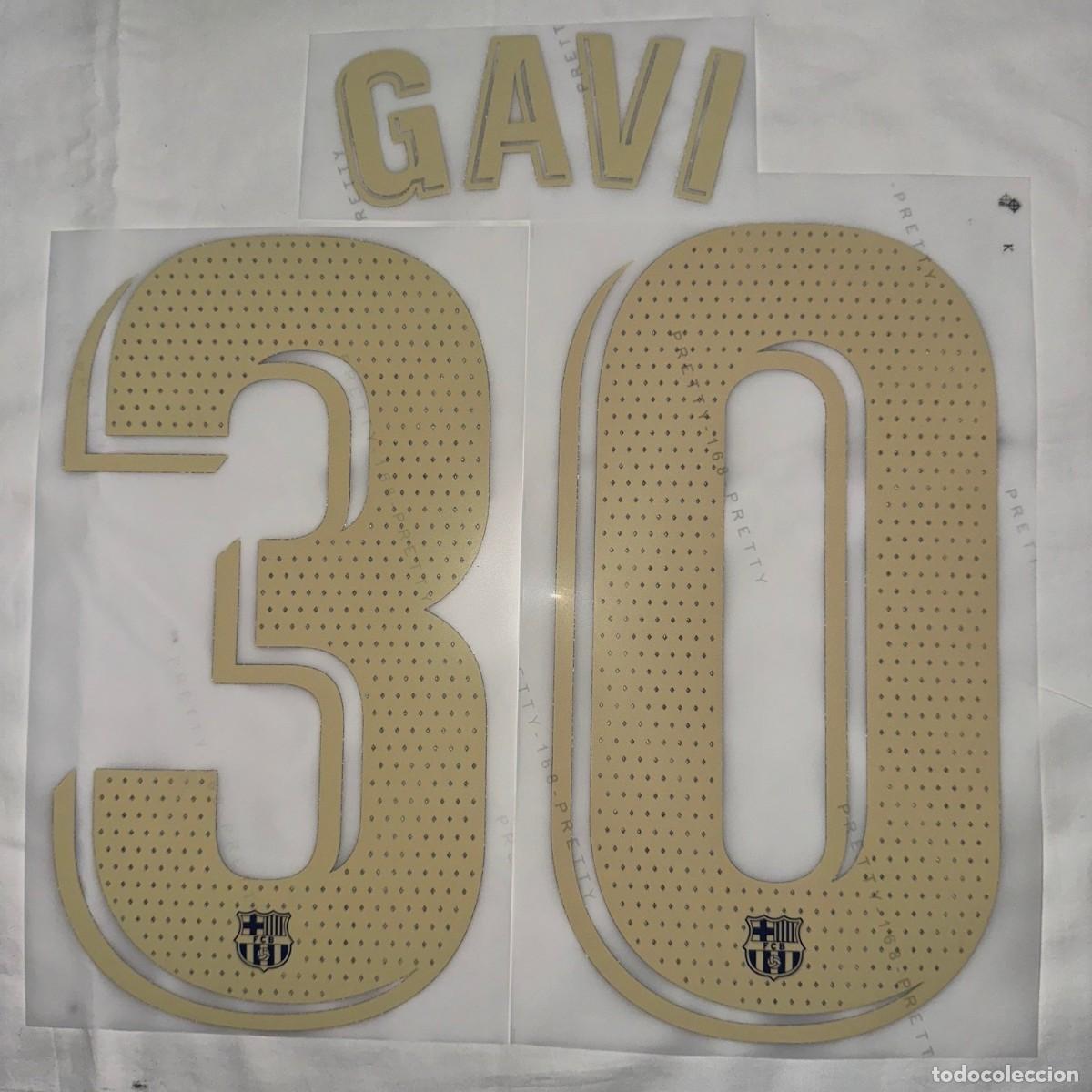 Collezionismo sportivo: Dorsal Gavi Barcelona camiseta local temporada 2022/23 Liga Serigrafia name set serigrafia