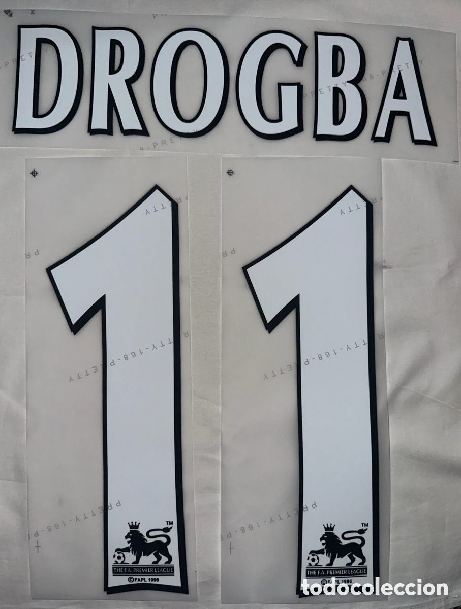 Collezionismo sportivo: Dorsal Drogba camiseta Chelsea temporadas 2004/2007 Premier League Champions Fa Dorsal Serigrafia