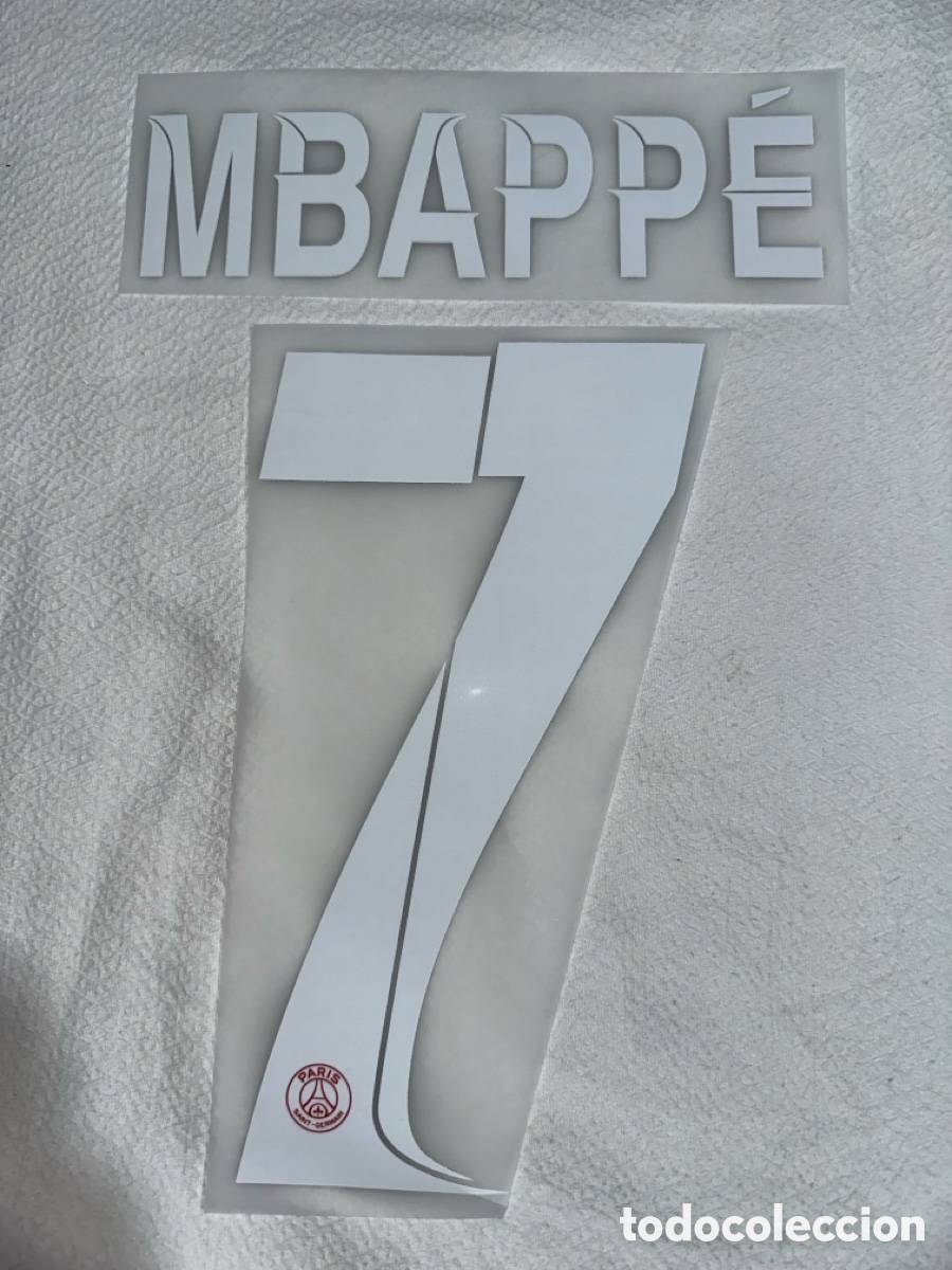 Coleccionismo deportivo: Dorsal Mbappe Paris Saint Germain PSG camiseta temporada 2023/24 Champions League Ligue 1 Serigrafia