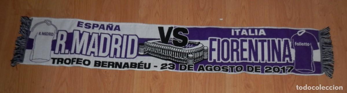 Coleccionismo deportivo: BUFANDA DEL PARTIDO REAL MADRID FIORENTINA - Foto 1